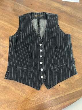 Lauren Jeans Co. Ralph Lauren Vintage Pinstriped Denim Vest Black